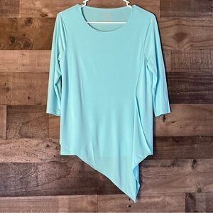 Chico's Green Asymmetrical Tunic with 3/4 Sleeves